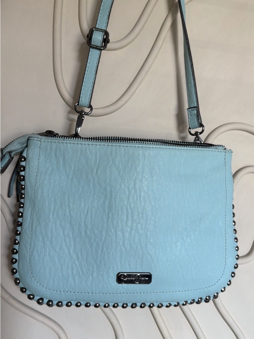 Light Blue Studded Crossbody Bag